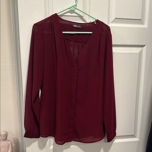 Urban Coco maroon sheer long sleeve blouse